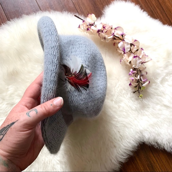 Vintage Ice-Blue Angora Knit Fedora Hat - Picture 4 of 12